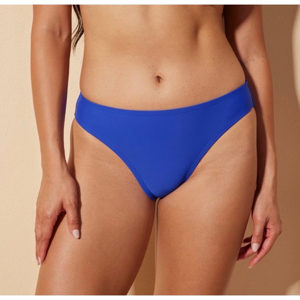 Shade & Shore Blue Low Rise High Leg Cheeky Bikini Bottom Large 12-14‎ NWT